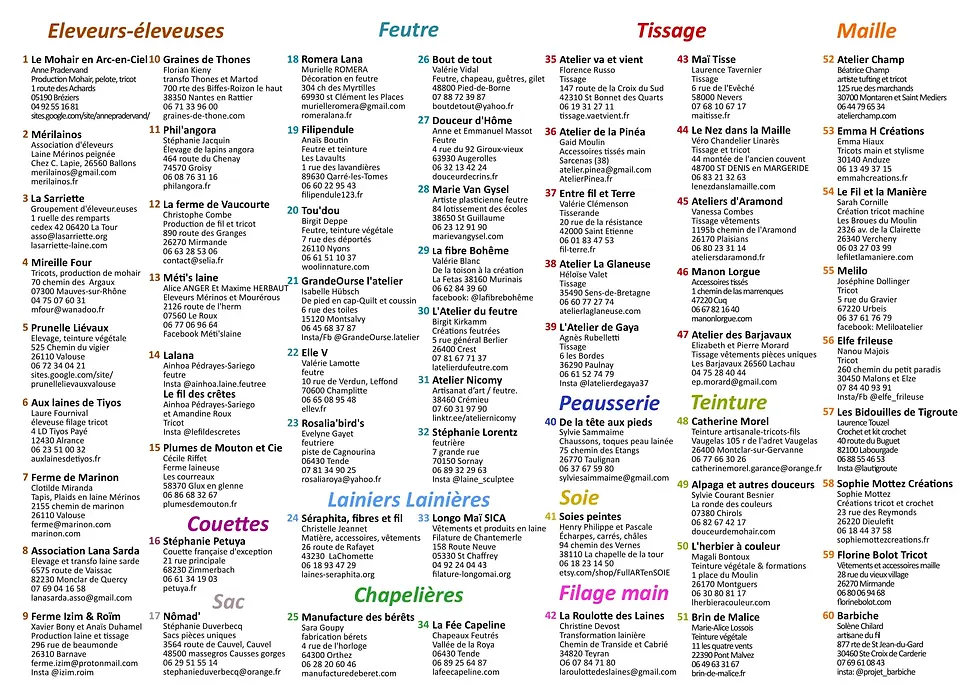 exposants Fête de la Laine 2026