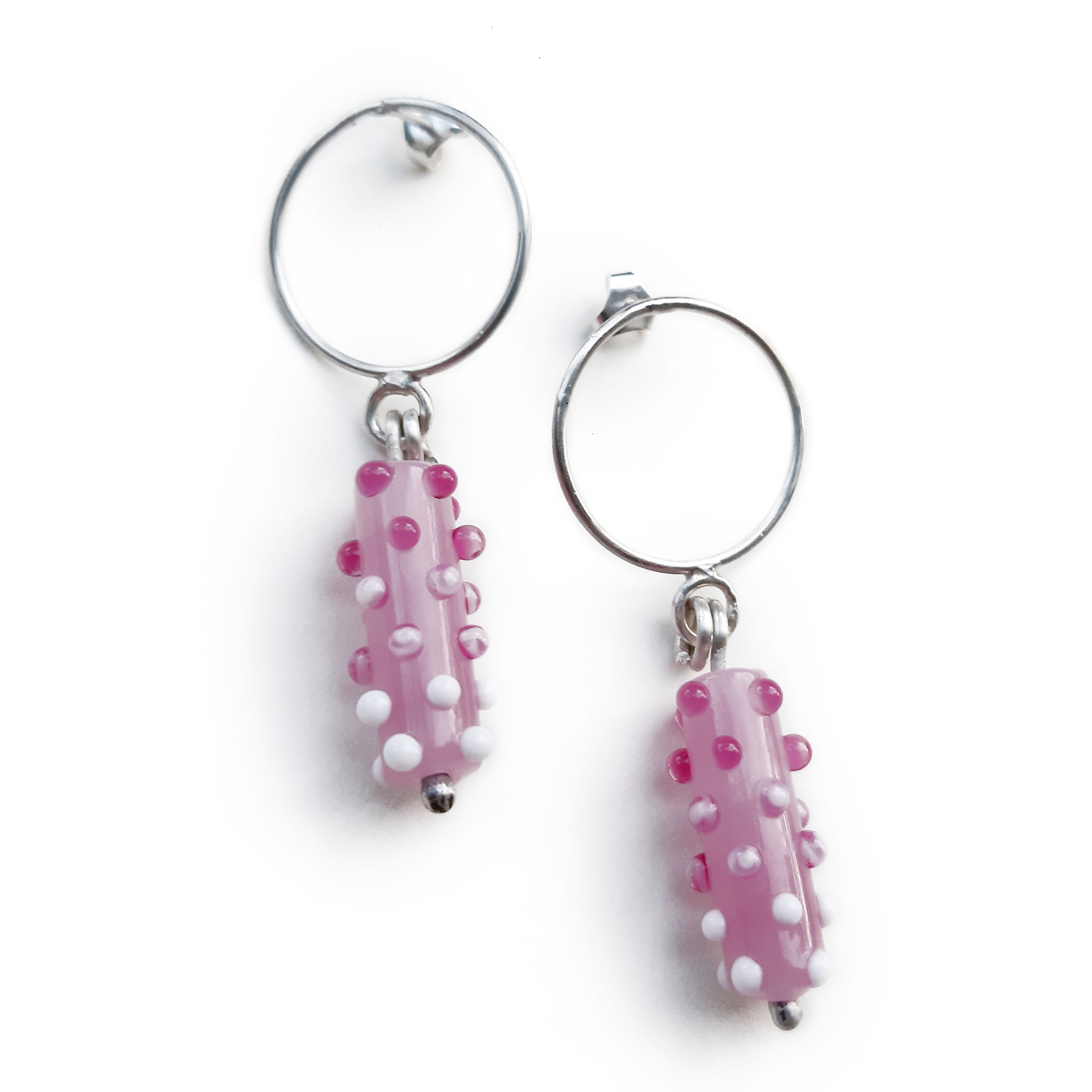 Boucles d'oreilles anneaux Virus allongé Rose