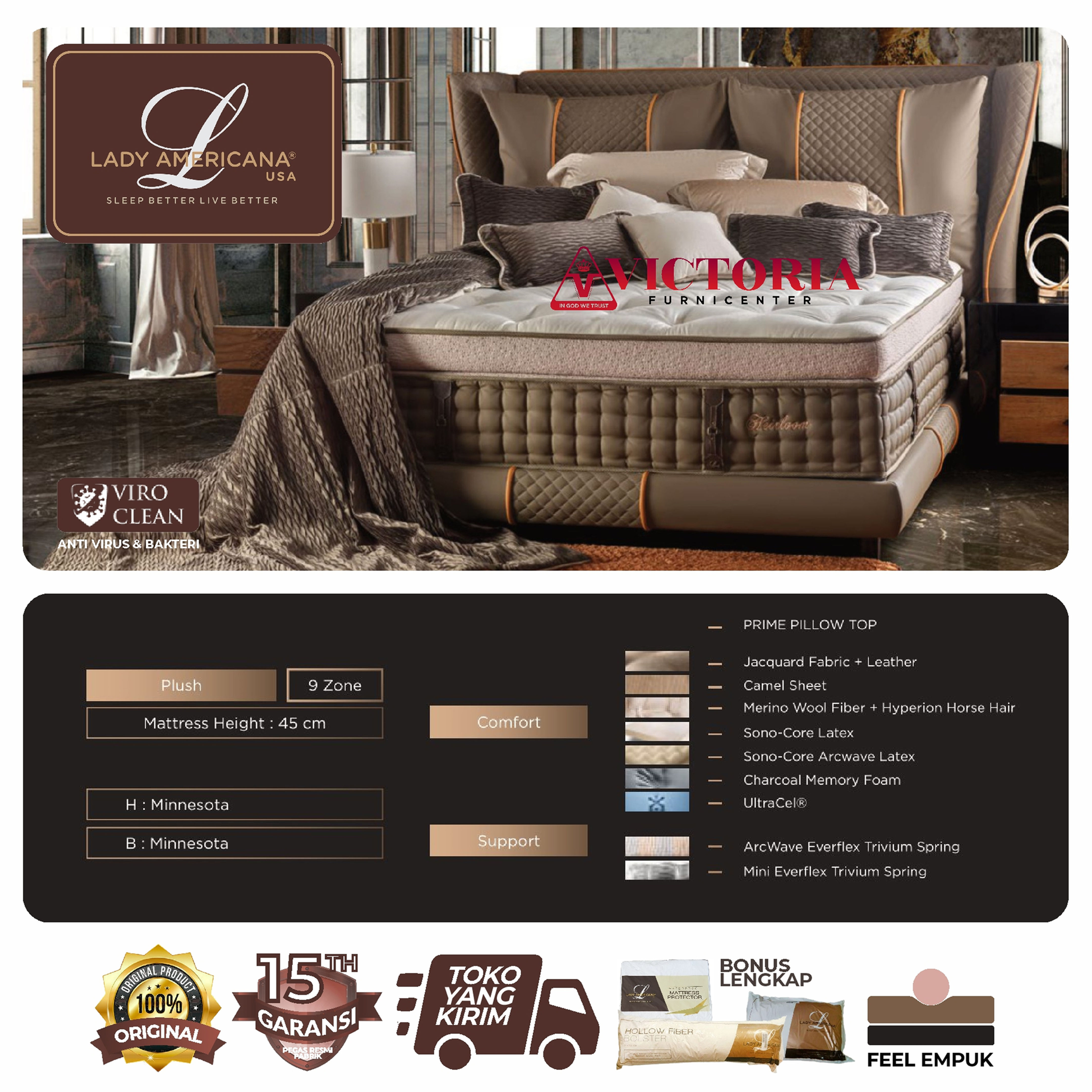 Lady Americana Heirloom - Kasur Saja - 200 x 200 / 200x200