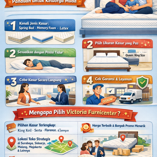 Tips memilih kasur yang tepat untuk keluarga muda di Victoria Furnicenter, toko kasur springbed terlengkap dan terpercaya di Surabaya, Sidoarjo, Malang, dan Mojokerto