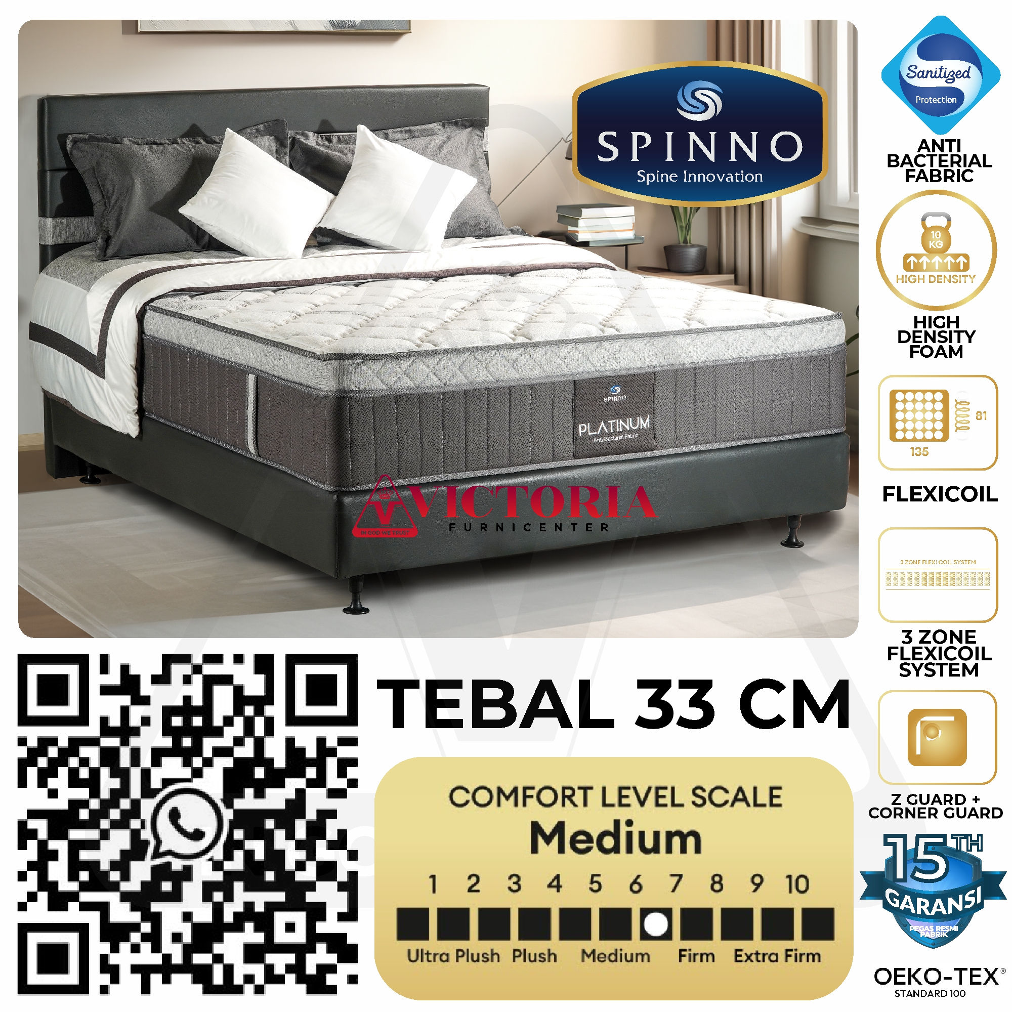 Spinno Platinum - Kasur Saja - 90 x 200 / 90x200