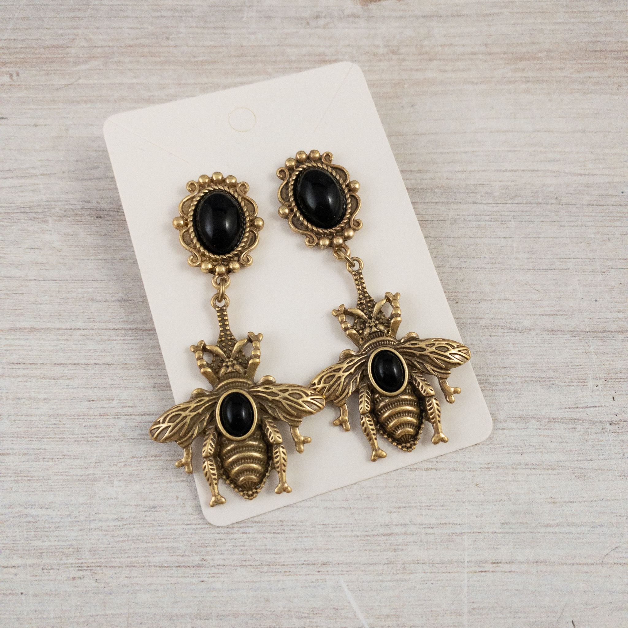 Victorian Black Bee Earrings