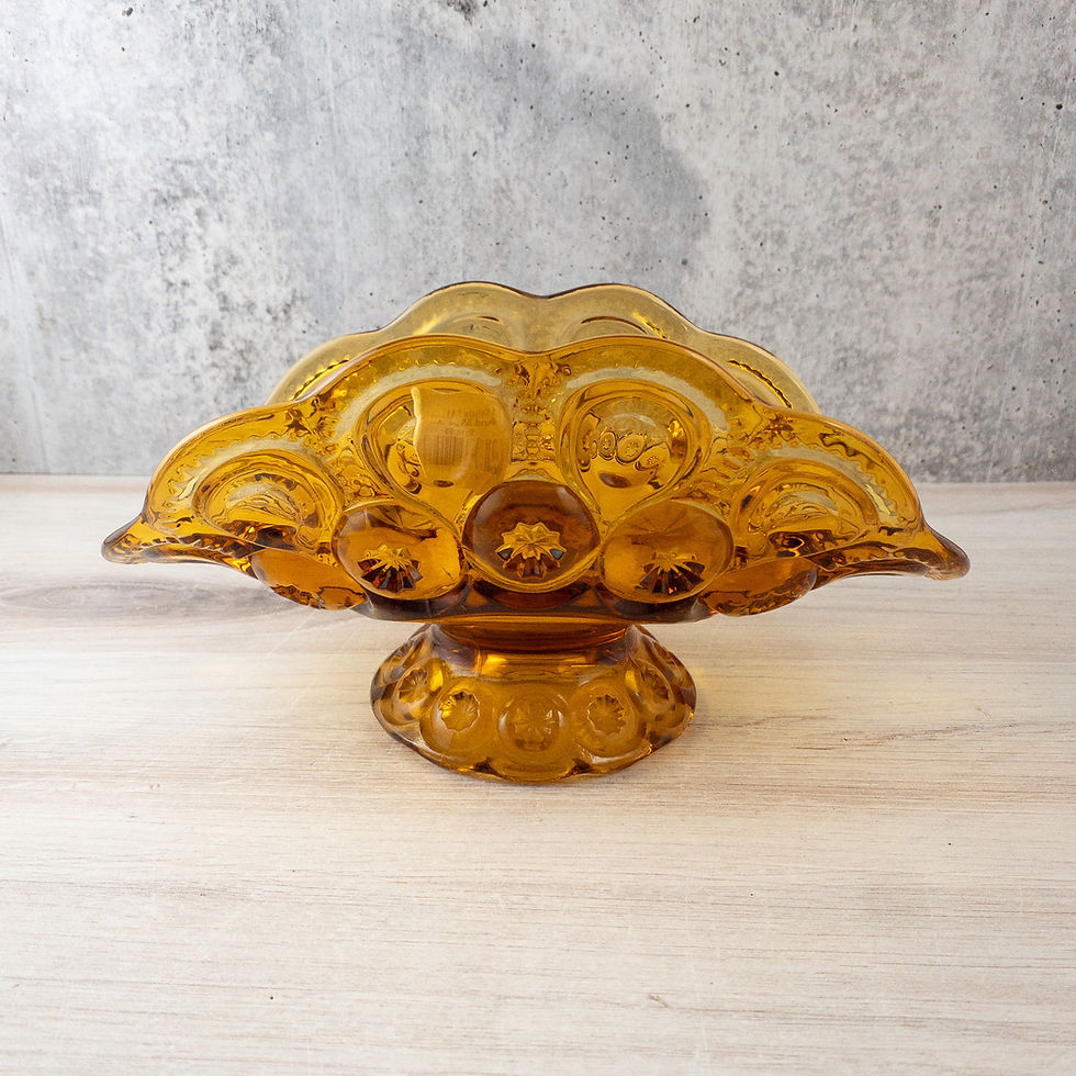 Vintage Amber Moon & Stars Compote Bowl – 1950s