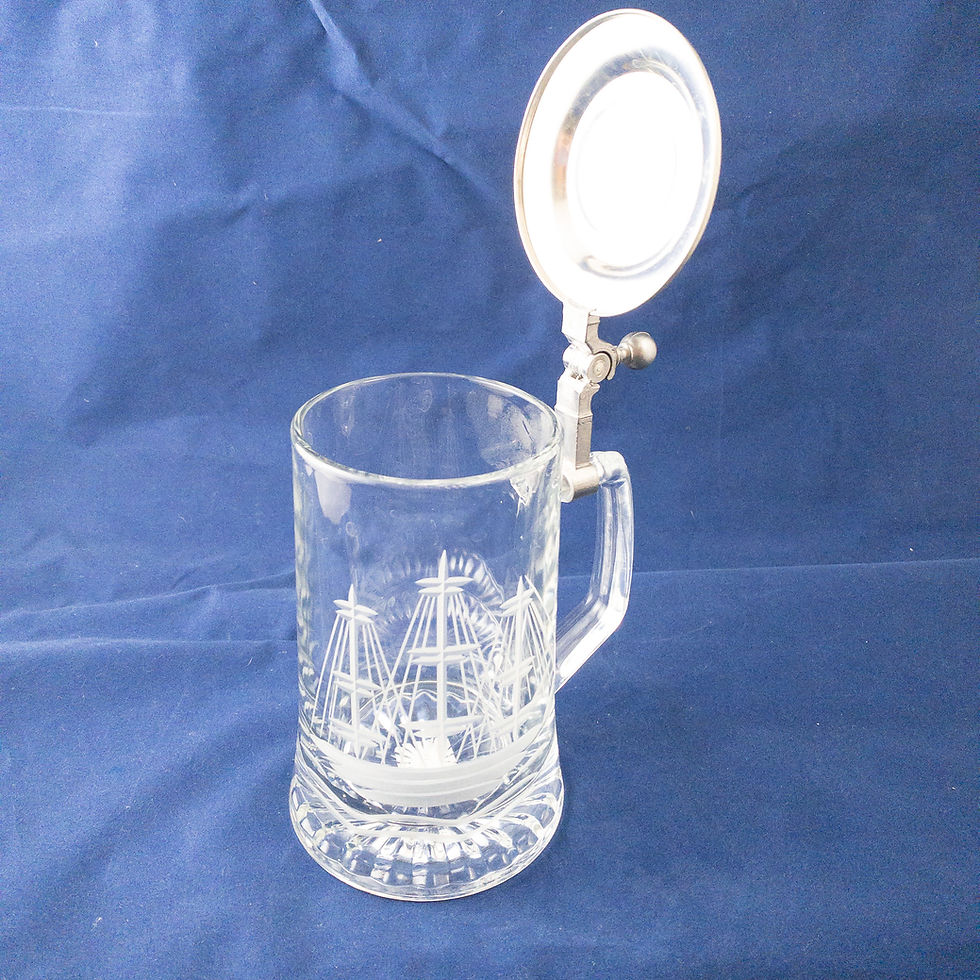 Thumbnail: 1980s Etched Crystal and Pewter Beer Stein – 1988 Commemorative