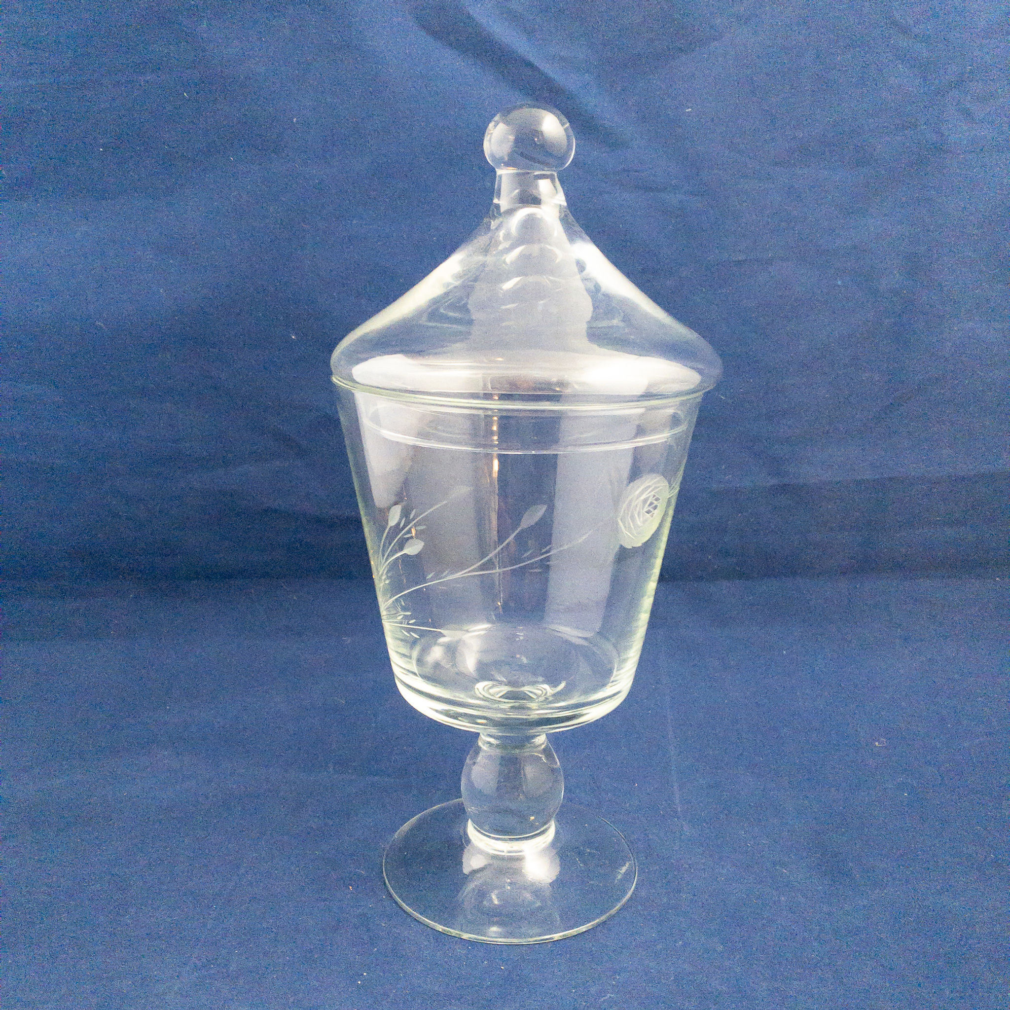 1960s Sasaki Wheel-Cut Crystal Apothecary Jar