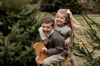 Kerstshoot tussen kerstbomen Vlaanderen
