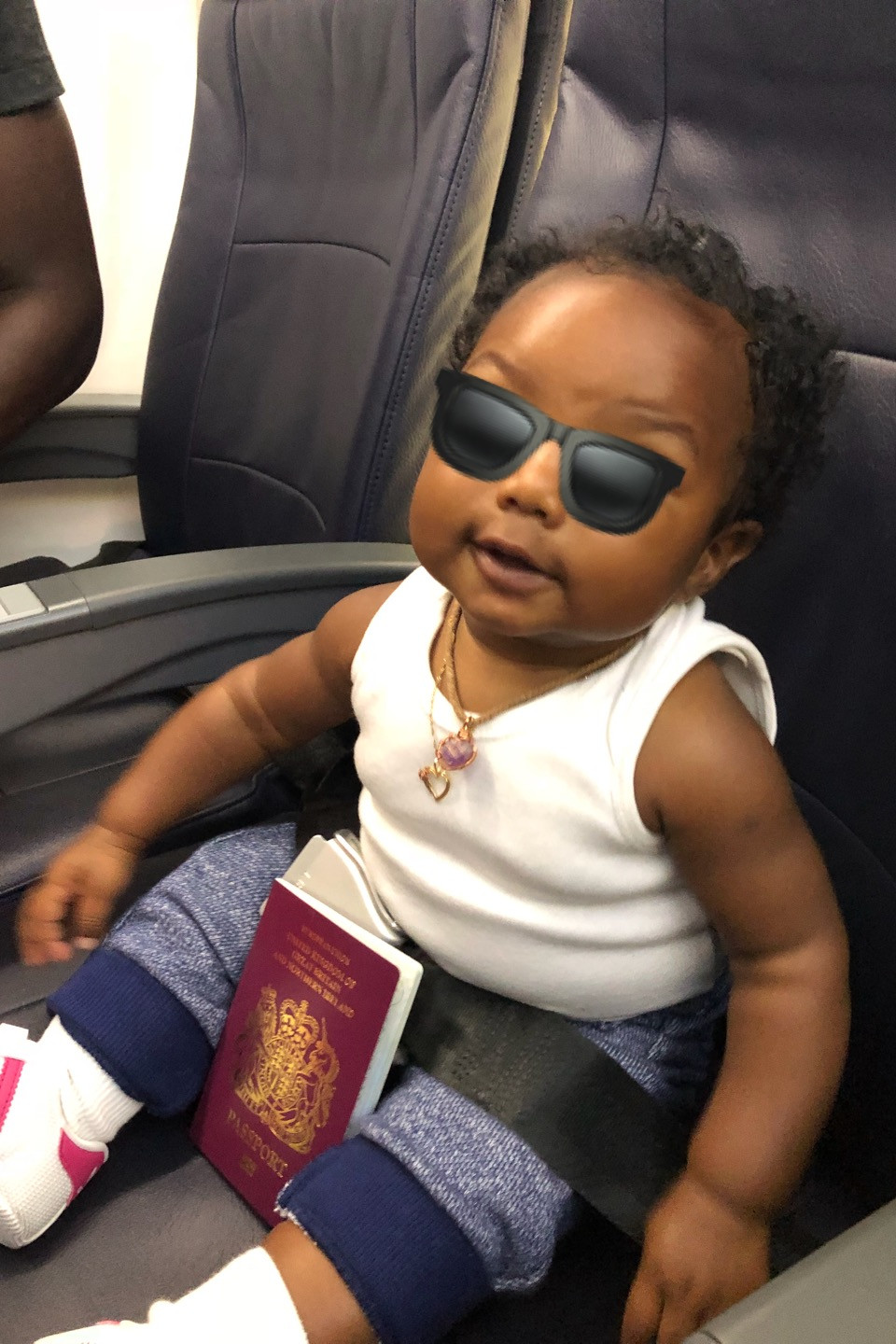 Flying internationally with her passport
