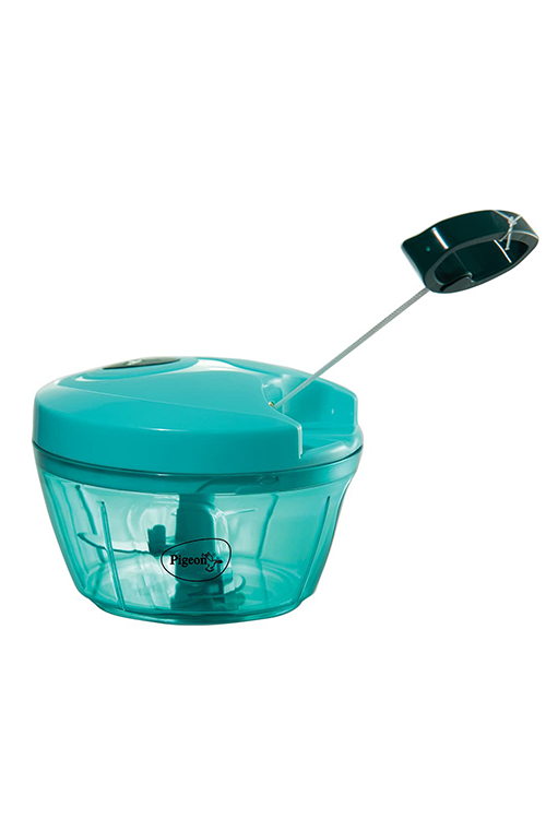Pigeon Polypropylene Mini Handy and Compact Chopper with 3 Blades for Effortlessly Chopping Vegetables and Fruits for Your Kitchen Green, 400 ml