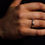 Thumbnail: Model wearing Baguette Cut Diamond Half Eternity Ring.