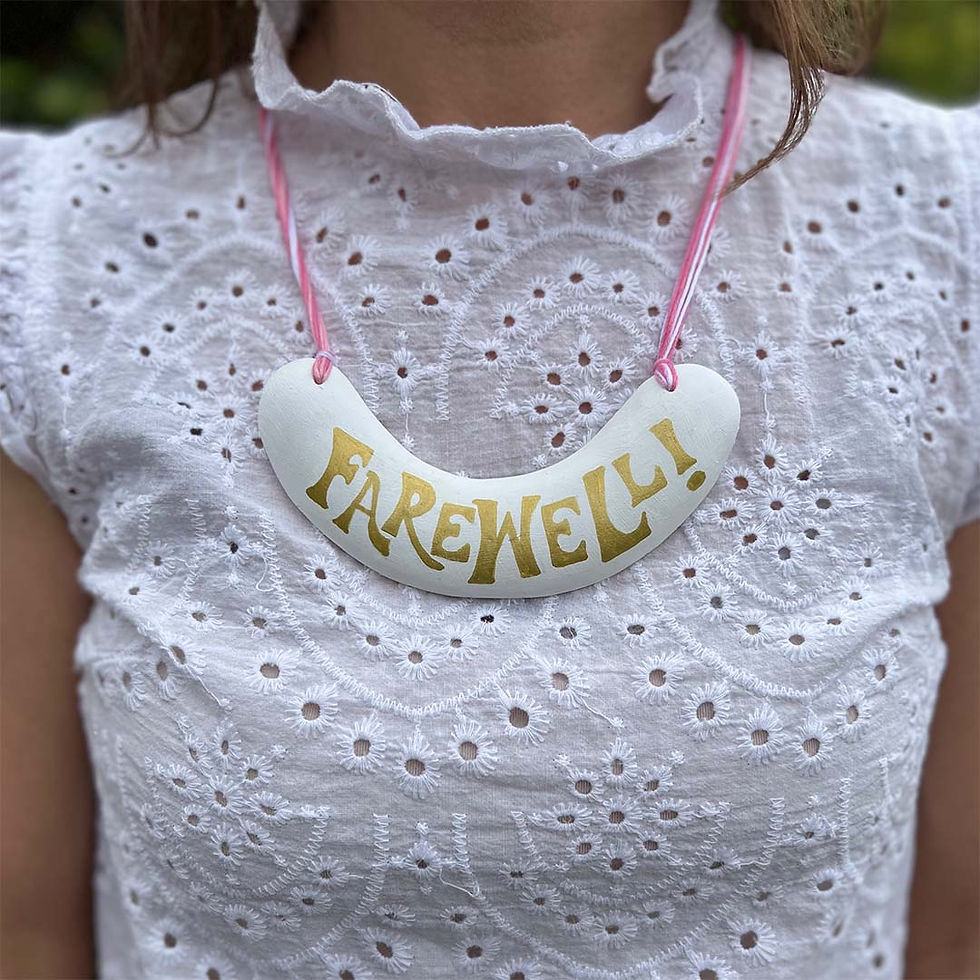 Thumbnail: Handpainted - Farewell Pink Threads Necklace