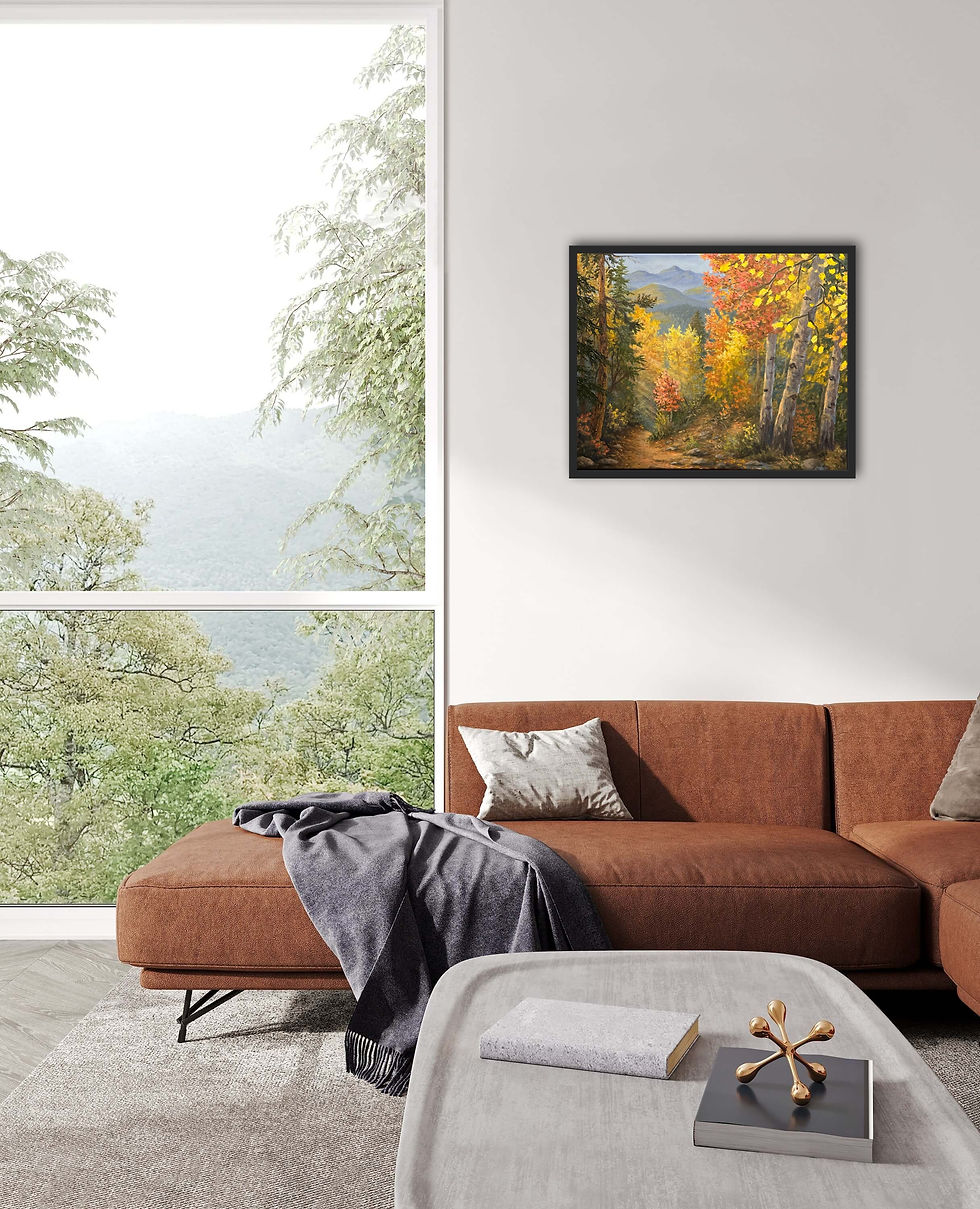 Colorful Autumn Aspen forest trees in the mountains landscape oil painting fine art for sale