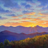 colorful fine art for sale purple mountains warm orange sunset landscape oil painting