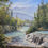 Thumbnail: Plein Air Landscape oil painting of McDonald Creek waterfalls from Glacier National Park Montana original artwork