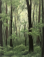 Western Landscape Oil painting of green Forest