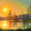 Thumbnail: warm sunset oil painting orange fine art for sale mountains and lake western scene artist Sandy Bridgewater