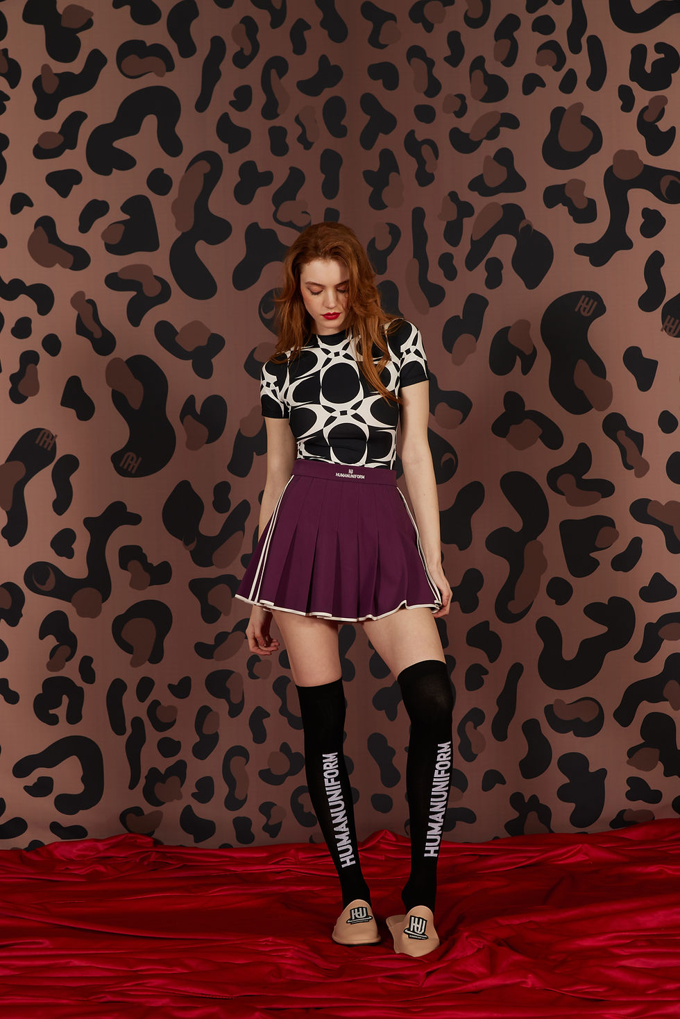 Thumbnail: 复古运动饰条褶裙 Vintage Sport Strap Pleated Miniskirt