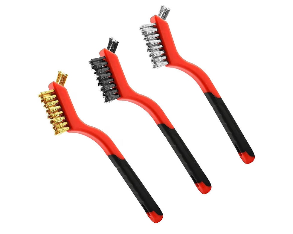 Wire Brush 3Pcs Metal Scrubber - Nylon/Brass/Stainless Steel Bristles with Curve
