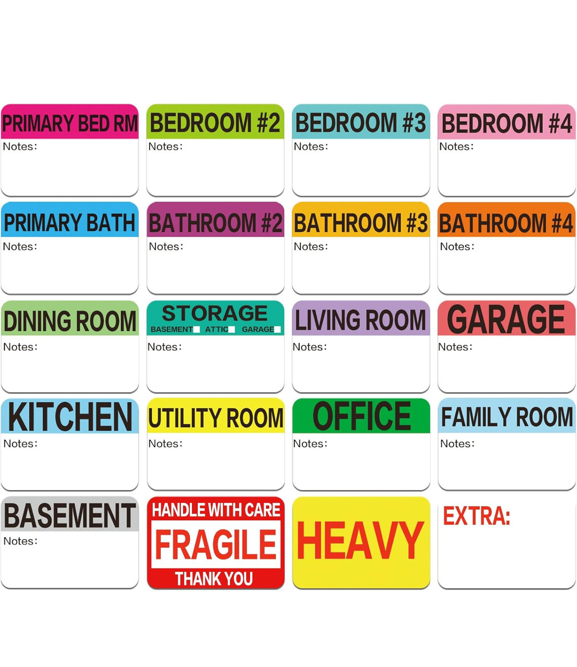 600 Count 3 x 2 Large Home Moving Packing Box Labels for 3-4 Bedroom House with 