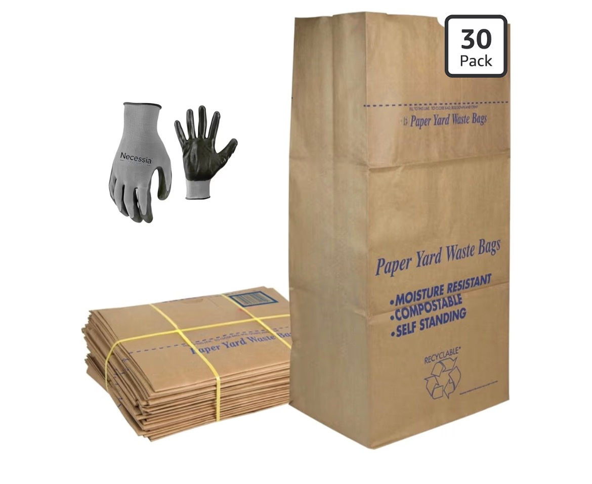 30 Gallon Lawn & Leaf 2-Ply Heavy-Duty Yard Waste Compost Refuse Paper Bags with