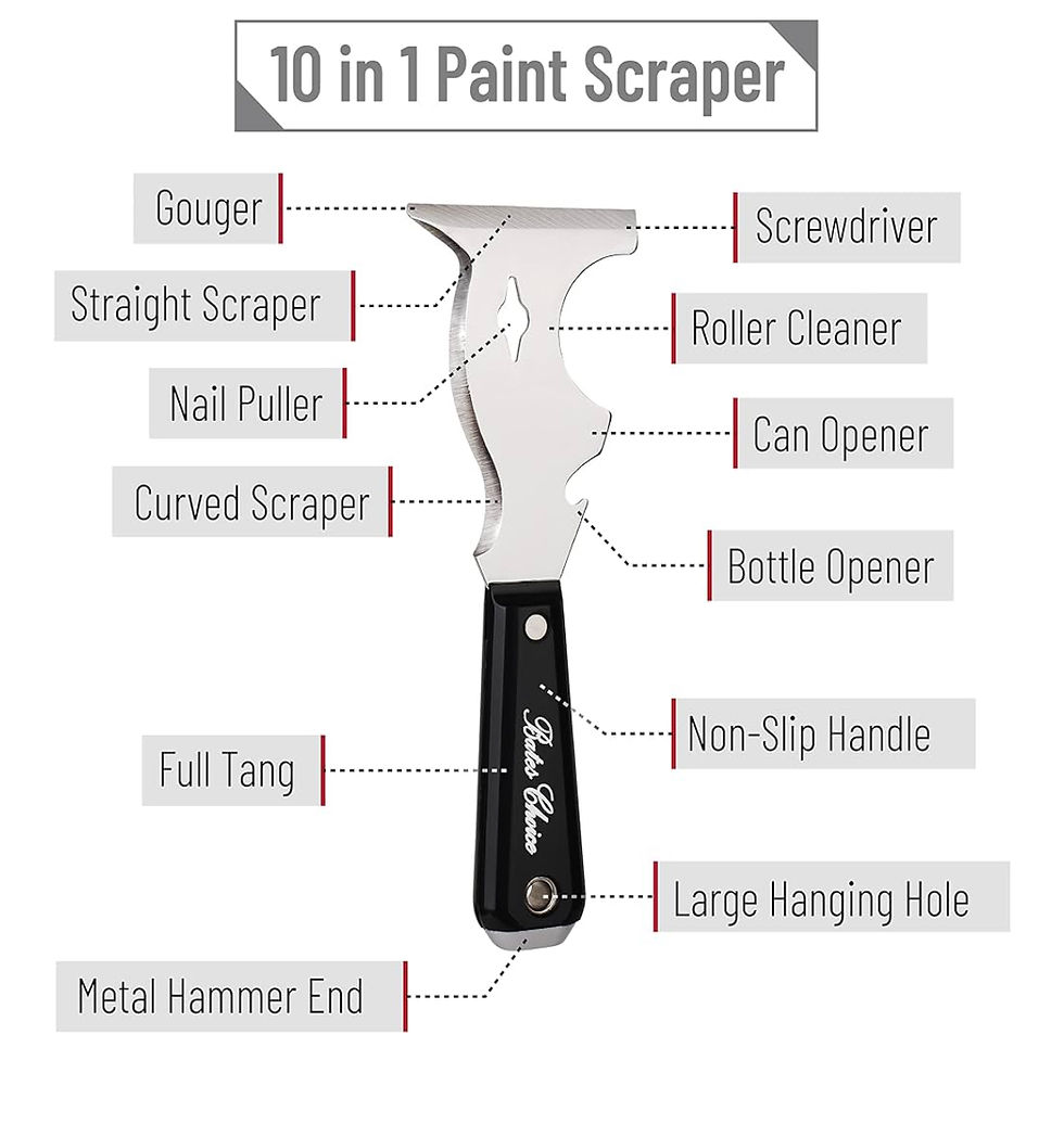 Thumbnail: Bates- Paint Scraper, 10 in 1, 2 pcs, Metal Hammer End, Paint Scrapers for Wood,