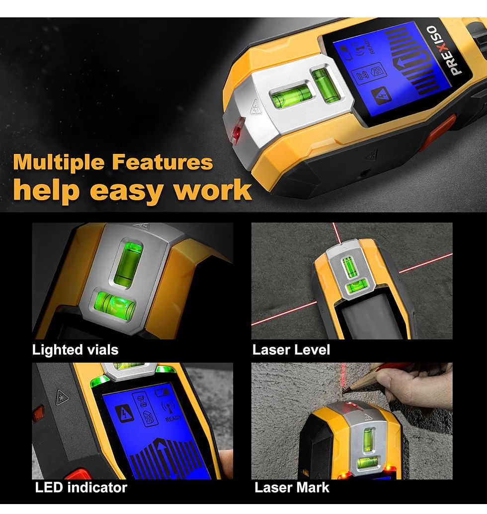 Thumbnail: PREXISO 2-in-1 Stud Finder with Laser Level, Rechargeable Multi Surface Cross Li