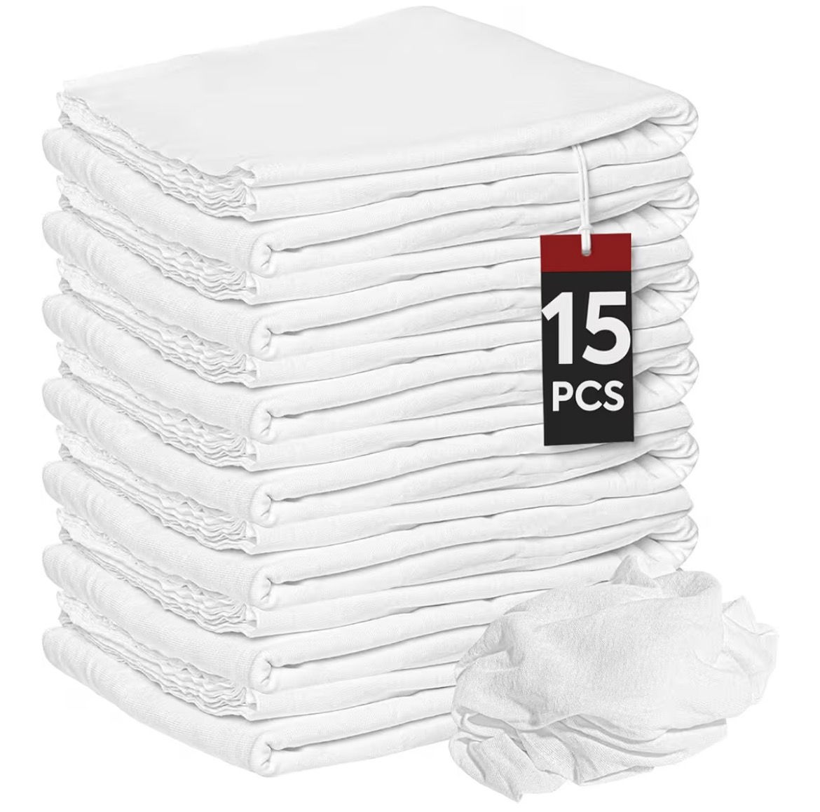 Nabob Wipers New Lint Free Cloth (15 Pack) - 100% Cotton Cleaning Rags Exact Cut