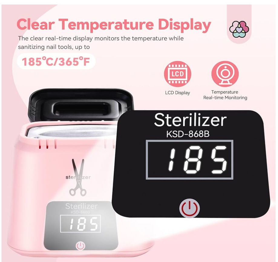 Thumbnail: SAVILAND Nail Tool Sterilizer Electric: High-Temperature 365℉ Sterilizer for Nai