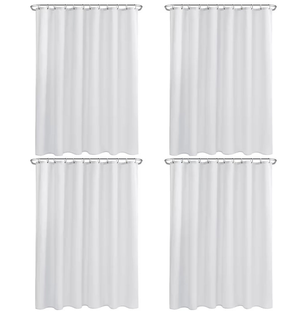 Nasitos Fabric Shower Curtain Liners 4 Pack - W72 x H72 - Washable & Water Resis