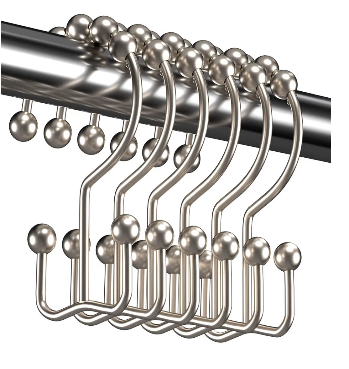 Titanker Shower Curtain Hooks Rings, Rust Resistant Metal Double Glide Shower Ho