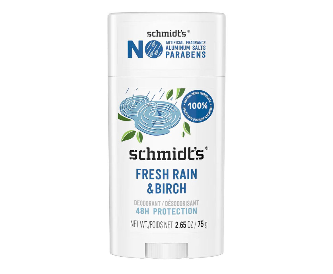 Schmidt's Aluminum-Free Vegan Deodorant Fresh Rain & Birch with 24 Hour Odor Pro