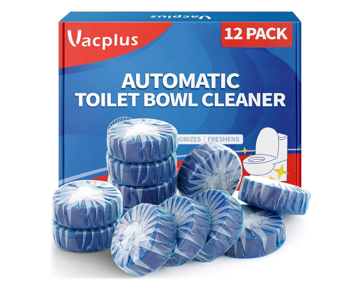 Vacplus Automatic Toilet Bowl Cleaner Tablets, Bathroom Toilet Tank Cleaner (12 