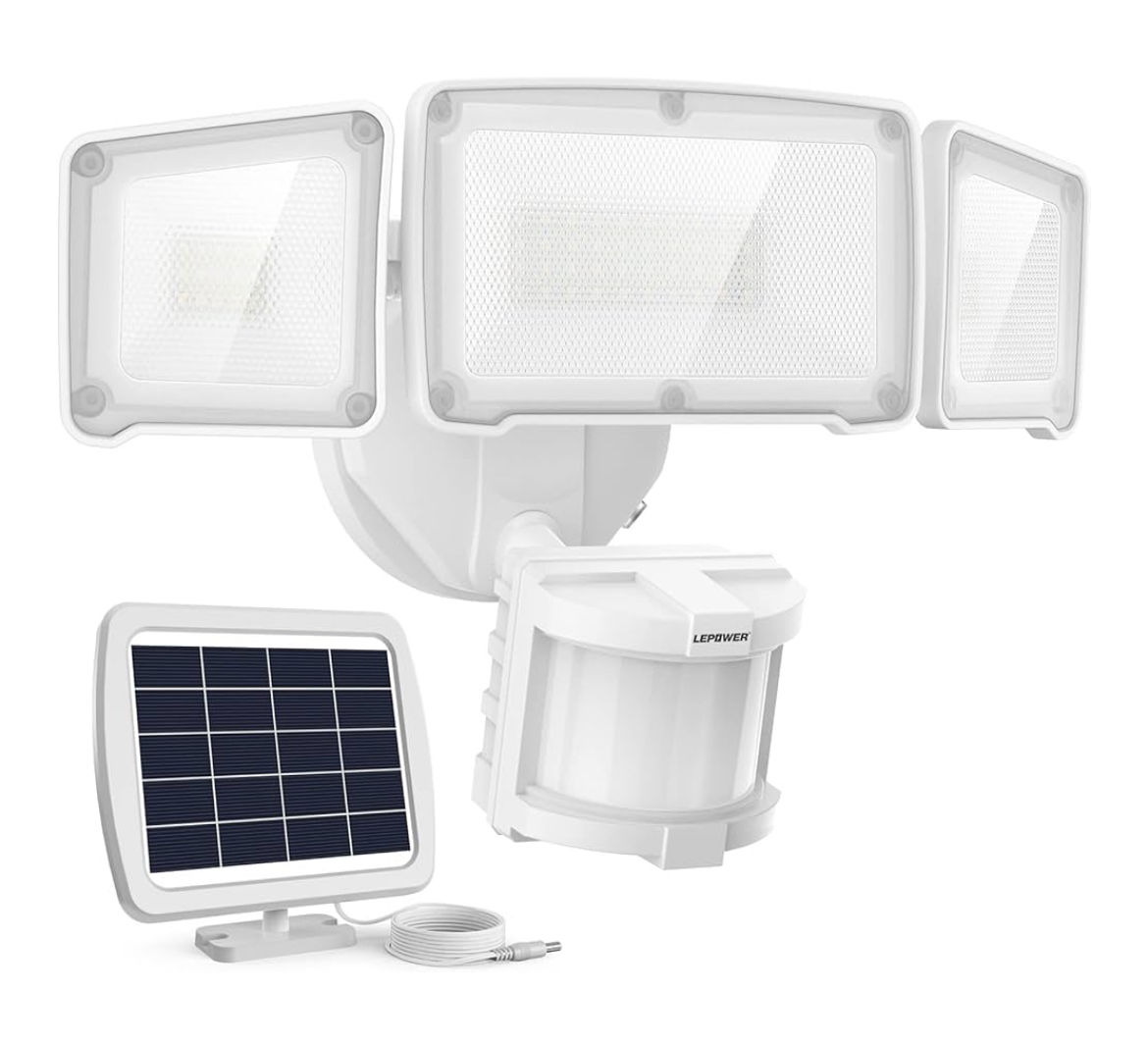 LEPOWER 1600LM LED Solar Security Lights Motion Outdoor, Motion Sensor Light, 55