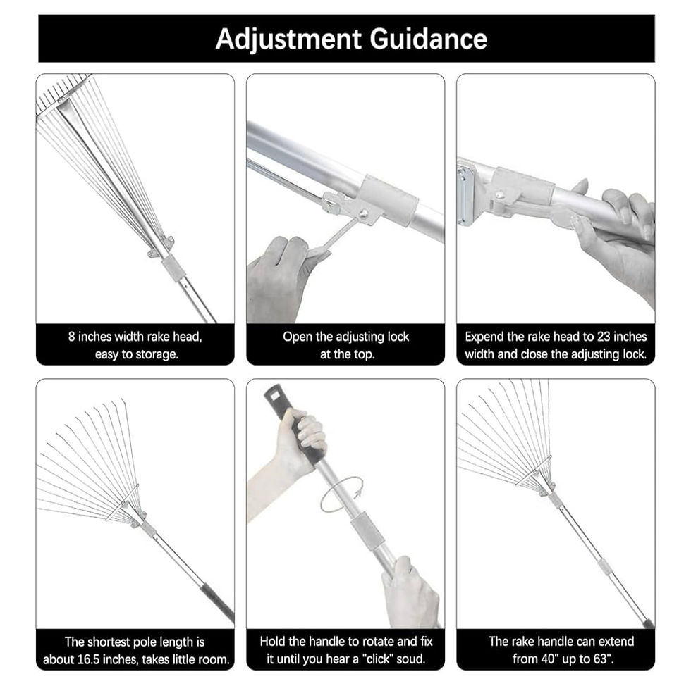 Thumbnail: Buyplus Adjustable Garden Leaf Rake - 24 to 63 Inch Telescopic Metal Expandable 