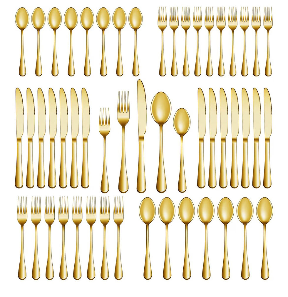 Thumbnail: 20 Pcs Gold Silverware Set Service for 4, Premium Stainless Steel Flatware Set, 