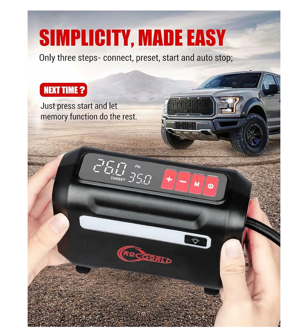 Thumbnail: R8 Tire Inflator Portable Air Compressor, DC 12V Air Compressor Portable with La