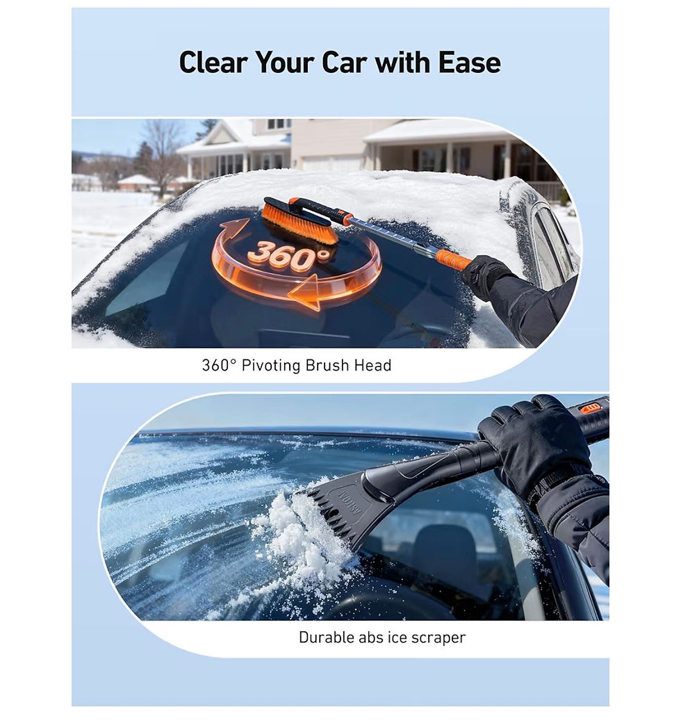 Thumbnail: AstroAI 47.2" Ice Scrapers for Car Windshieldand Extendable Snow Brush with Foam
