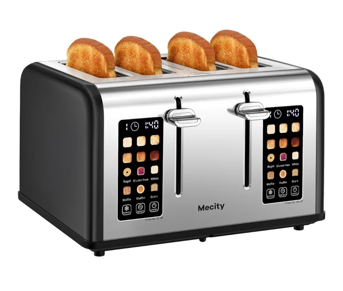 Mecity 4 Slice Toaster with Touch Screen Control, 4 Wide Slots, Stainless Steel 