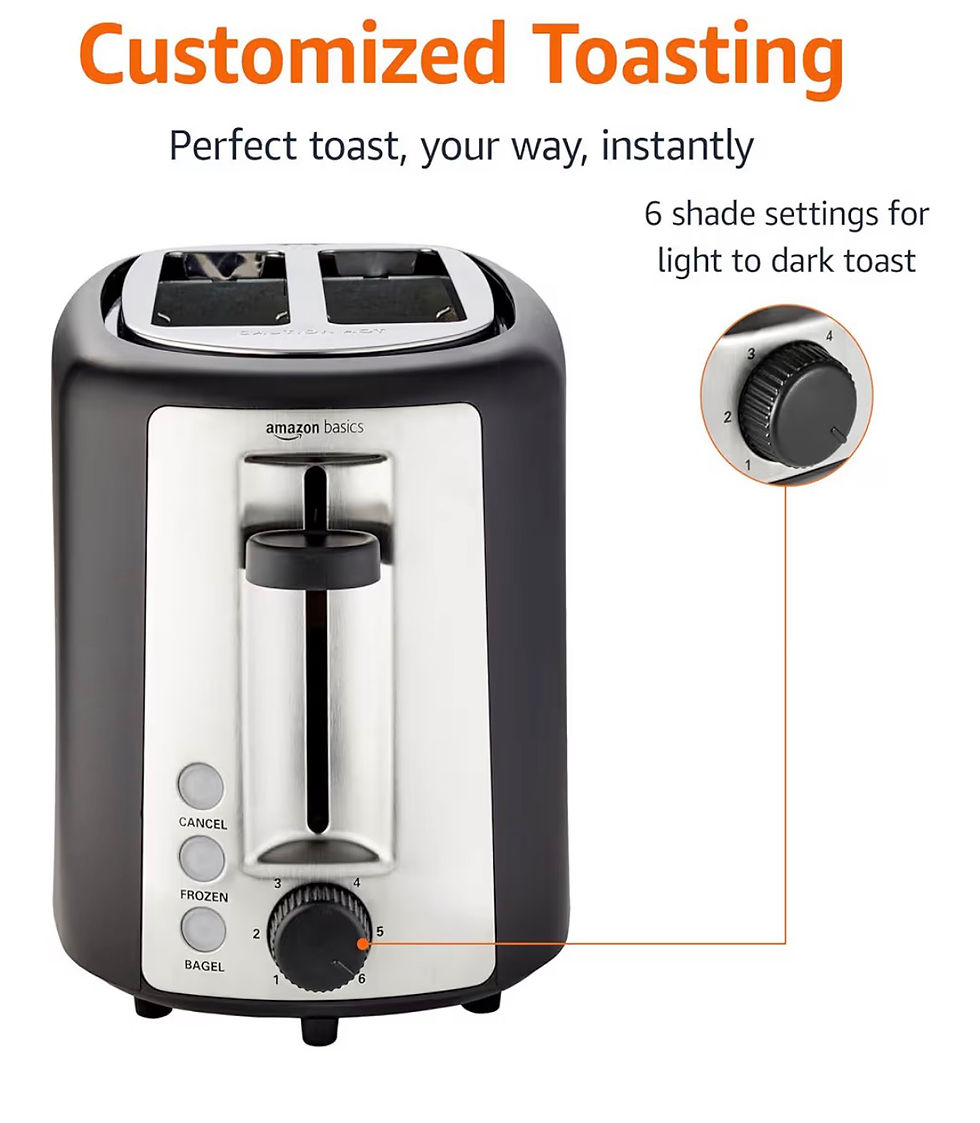 Thumbnail: Amazon Basics 2 Slice Toaster, With 6 Browning Settings, Extra Wide Slots For Ba