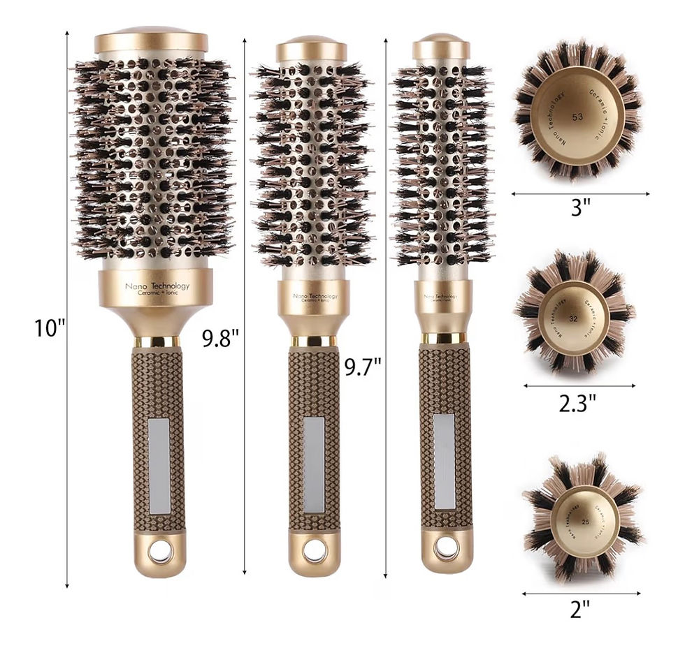 Thumbnail: 3 Pcs Boar Bristle Round Brush for Blow Drying, Nano Thermal Ceramic and Ionic T