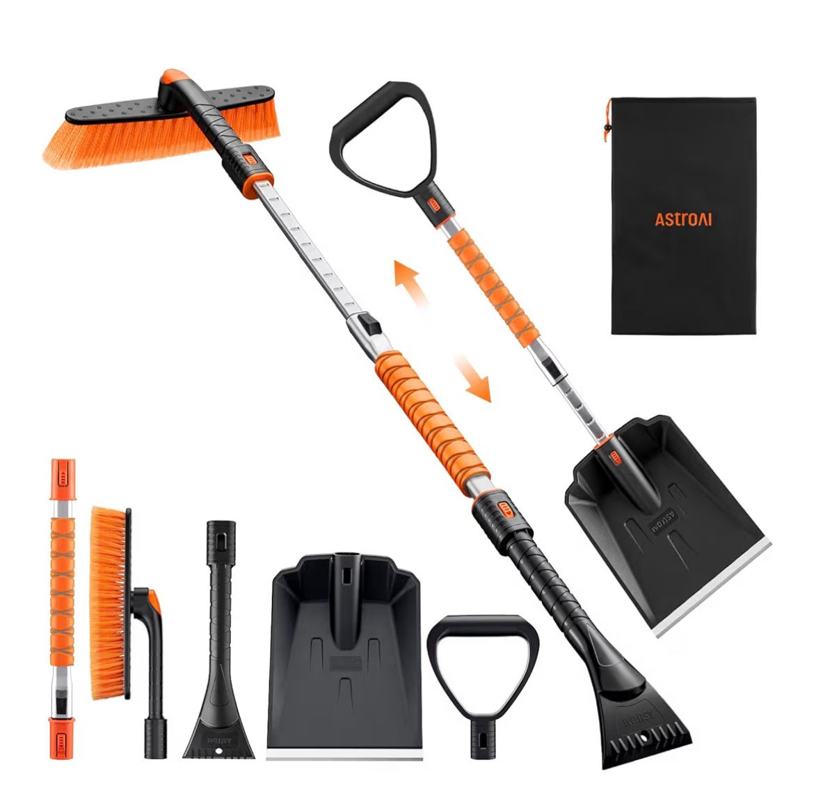 AstroAI 2" 1 Ice Scraper & Snow Shovel Kit, 47.2" Ice Scrapers for Car Windshiel