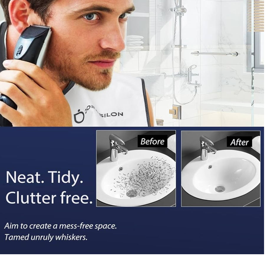 Thumbnail: Beard Bib Apron, Beard Bib Hair Catcher for Shaving, Non-Stick Beard Shave Cape 