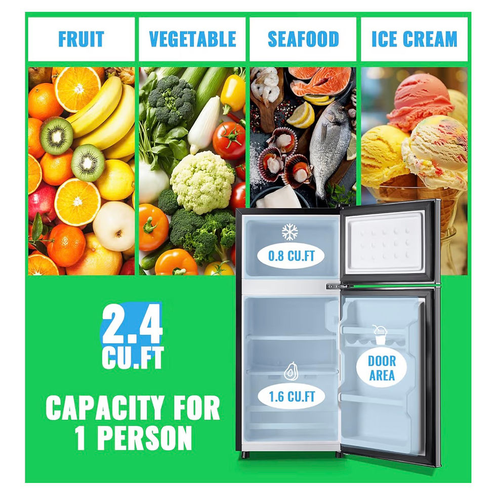Thumbnail: 2.4 Cu.Ft Mini Fridge with Freezer & Double Door Small Tiny Size Refrigerator wi