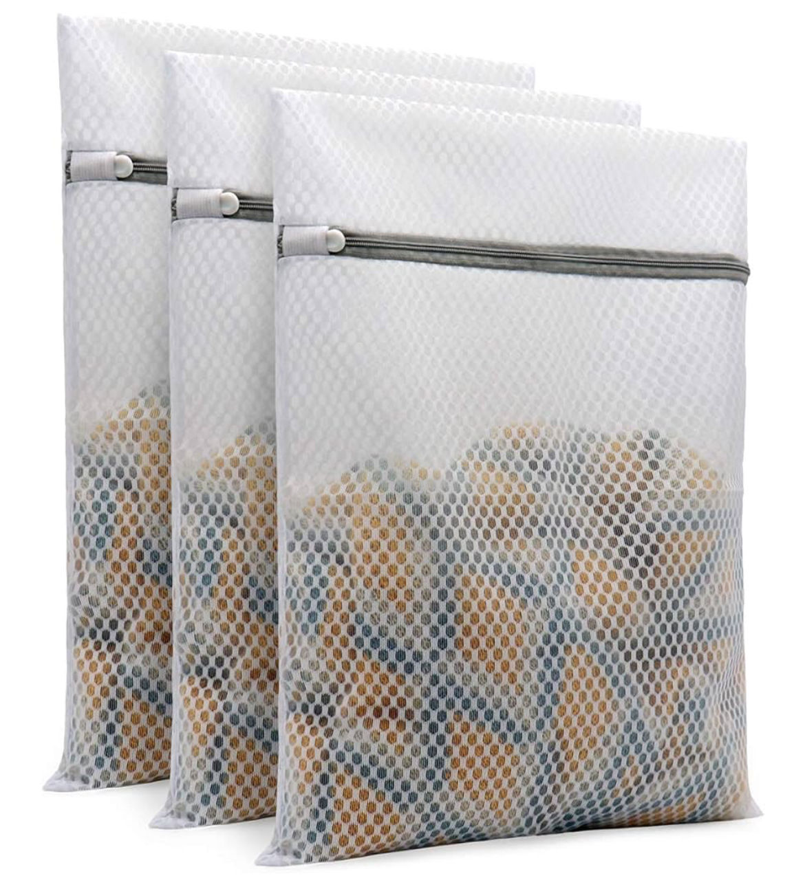 Muchfun 3Pcs Durable Honeycomb Mesh Laundry Bags for Delicates 12 x 16 Inches (3