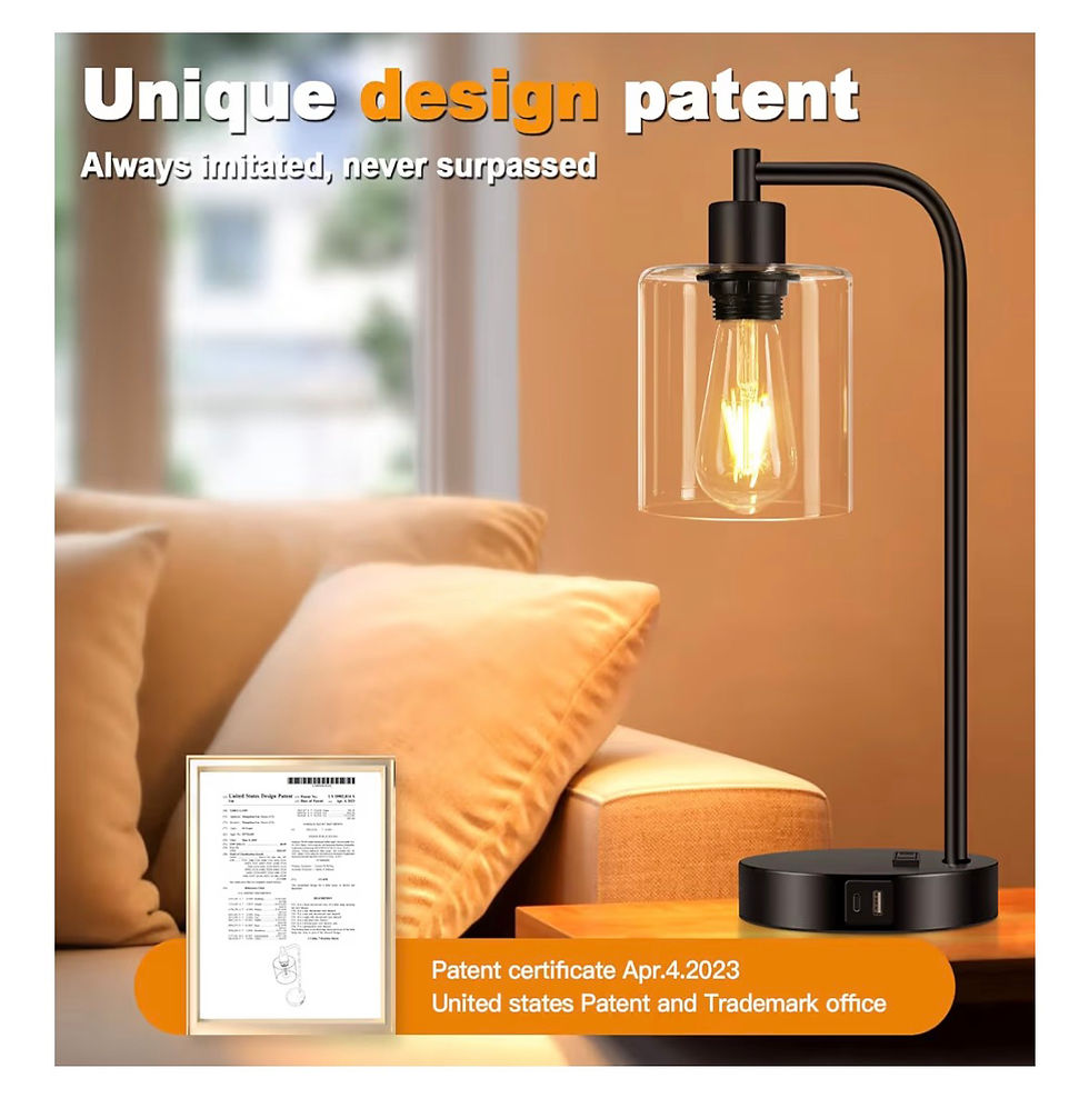 Thumbnail: Set of 2 Industrial Touch Control Table Lamps with USB C+A Ports and AC Outlet -