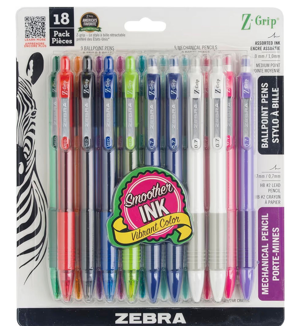 Thumbnail: Zebra Pen Z-Grip Writing Set, Retractable Medium Point Ballpoint Pen and Mechani