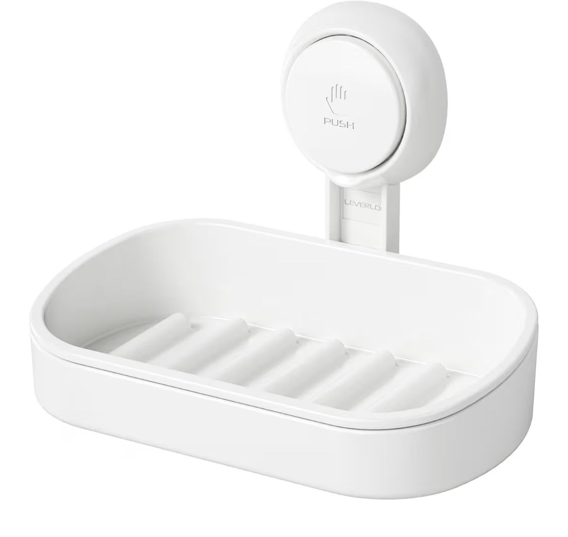 LEVERLOC Soap Dish Holder for Shower Suction Cup Wall Mounted Self Draining NO-D