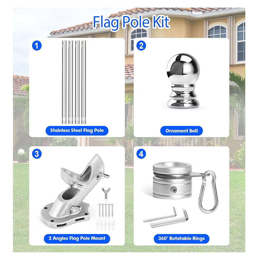 Thumbnail: Anovo Flag Pole Kit- Upgraded Holder, Stainless Steel 5 FT Flag Poles with1 Inch