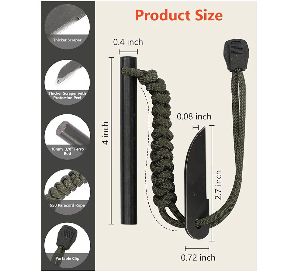 Thumbnail: VVAAGG Flint and Steel Fire Starter: 3/8" 4 Inch Ferro Rod Magnesium Rods Surviv