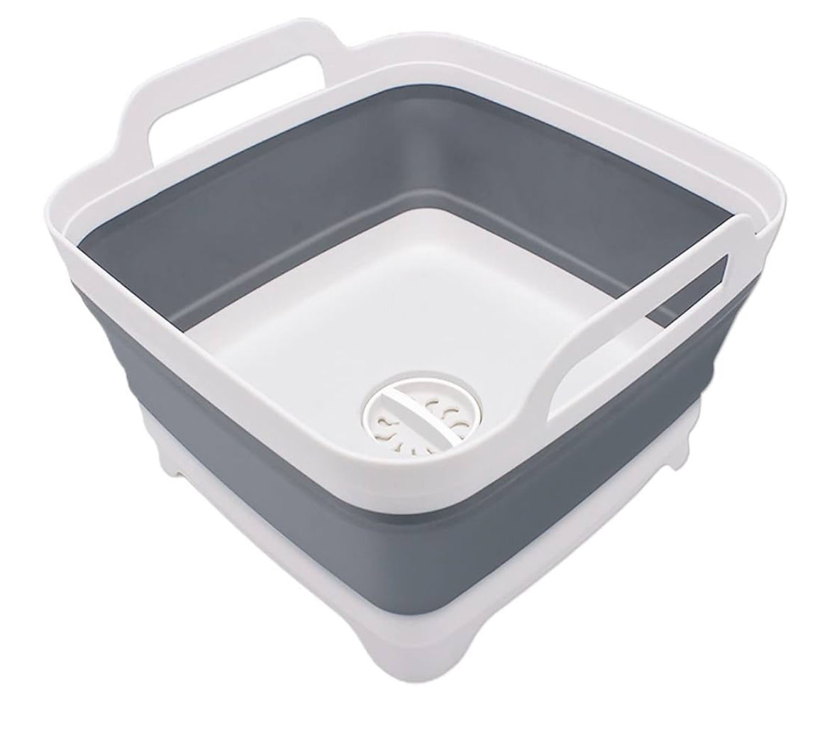 2.4 Gal(9L) Collapsible Dish Basin with Drain Plug, Space Saving Outdoor Multius