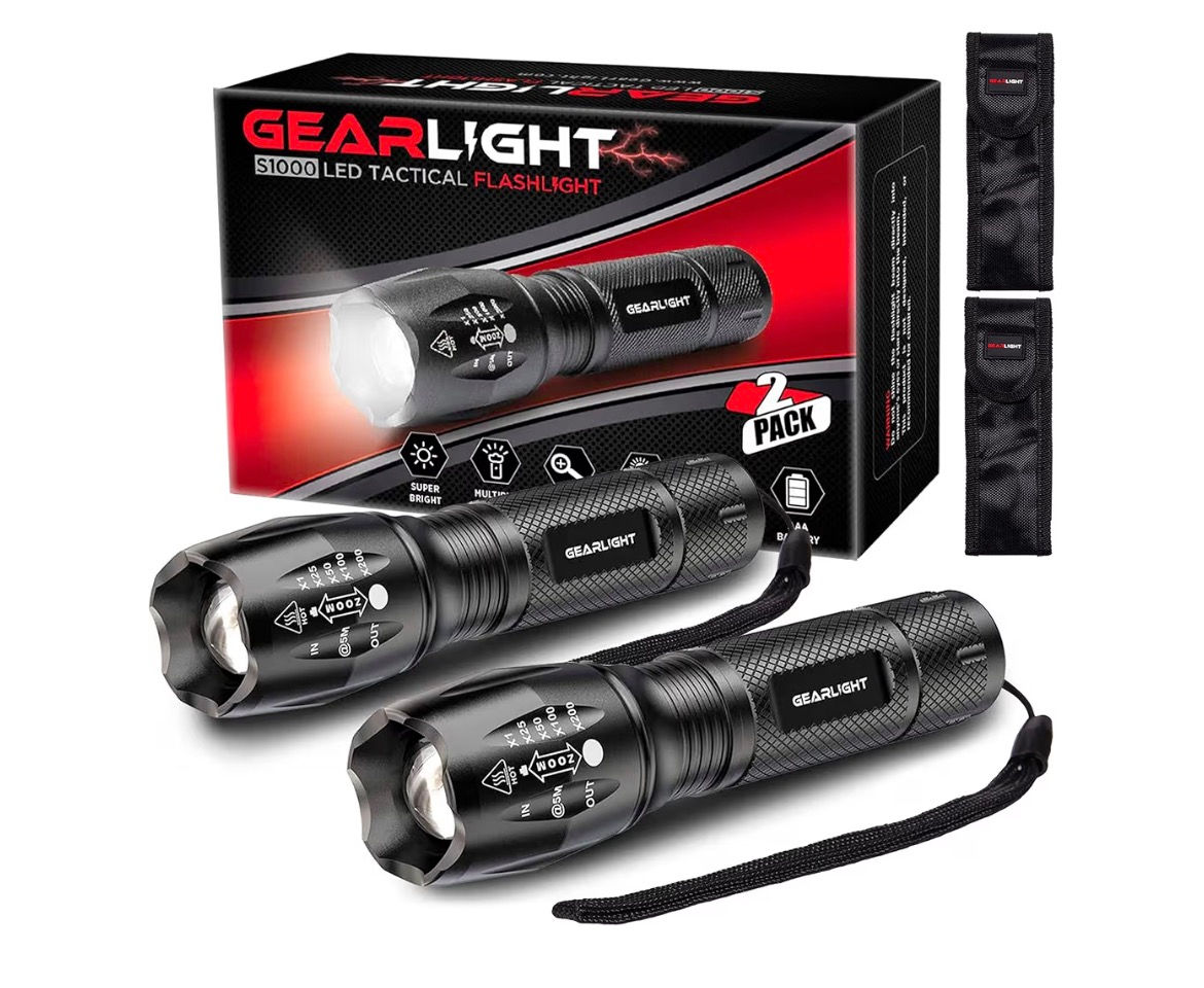 LED Flashlight High Lumens, Mini Tactical LED Flashlight 2 Pack, 5 Modes Zoomabl